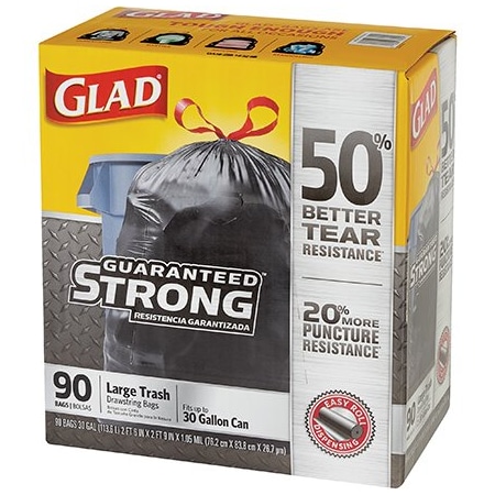 Glad Glad Drawstring Trash Bags - 30 Gallon, Black, 90PK BUY00029849